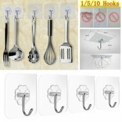 6PC Transparent 10x super strong self adhesive wall hooks Door Wall Hangers Towel Mop Handbag & Kitc