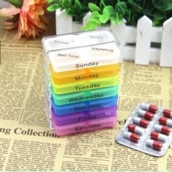 7-Layer Folding Small Medicine Tablet Container with Box Medicine Storage Organizer