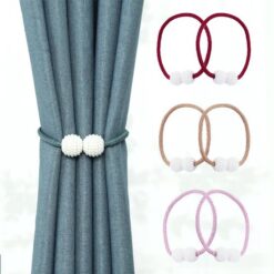 Curtain Pearl Magnetic Straps Ball Buckles Punch Free Curtains Hold Clips Curtain – 2Pcs