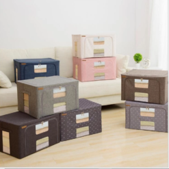 Large Capacity 52Litter Cloth Storage Organizer With Steel Frame Foldable Storage Box – Multi