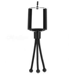 Metal + Plastic Felxible Mini Tripod With Clip – Black