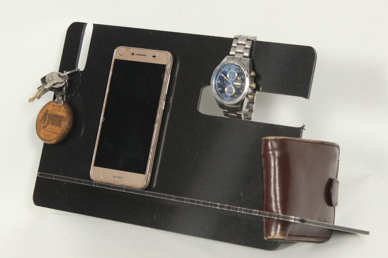 Best Online Shopping in Pakistan (OnlinePakistanStore.com) Phone Docking Station Hooks Key Pen Wallet Watches Holder Organizer Gift For Men - Black