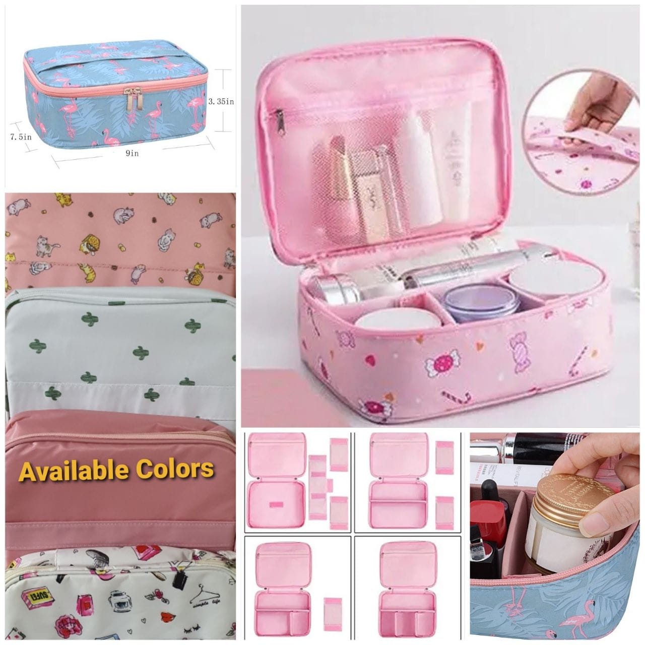 Best Online Shopping in Pakistan (OnlinePakistanStore.com) Portable Makeup Cosmetic Case with Adjustable Dividers for Cosmetics Makeup Brushes Women - Multi