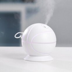 Rotatable Basketball Shaped Air Humidifier Night Light with USB Cable 240ml – White