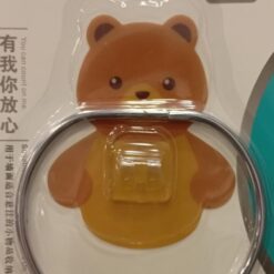Self-Adhesive Free Punching Wall Mounted Bear Towel Holder Bathroom Storage Rack