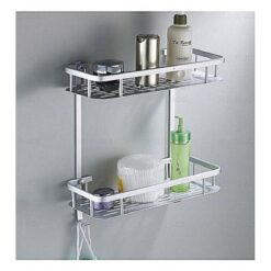 Self Adhesive Wall Mounted Stainless Steel Bathroom and Kitchen Aluminum Shelf Corner Rack
