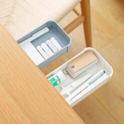 Self-adhesive Desk Drawer Makeup and School Stationery Organizer Storage Box – Multi