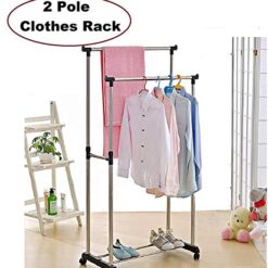 Stainless Steel Double Pole Cloth hanging Rack with Shoe Stand Laundry Rack