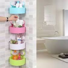 Triangle Bath and Kitchen Corner Storage Shelf with Suction Cup – Multicolour