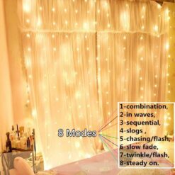 USB LED Curtain Light Fairy String Lights 8 Mode For New Year Outdoor Wedding Home Decor