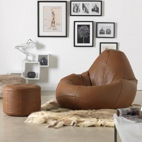 Best Online Shopping in Pakistan (OnlinePakistanStore.com) Comfy Leather Bean Bag With Stool